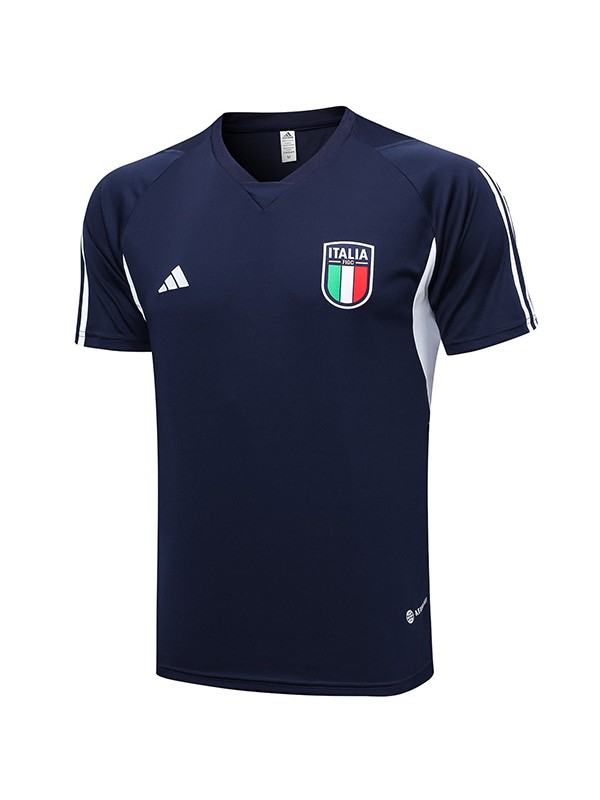 Italy training jersey soccer uniform men's navy sportswear football kit top sports shirt 2023-2024
